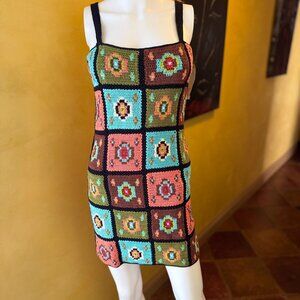 NWT! Y2K! LAUNDRY by Shelli Segal Crochet Mini Dress M